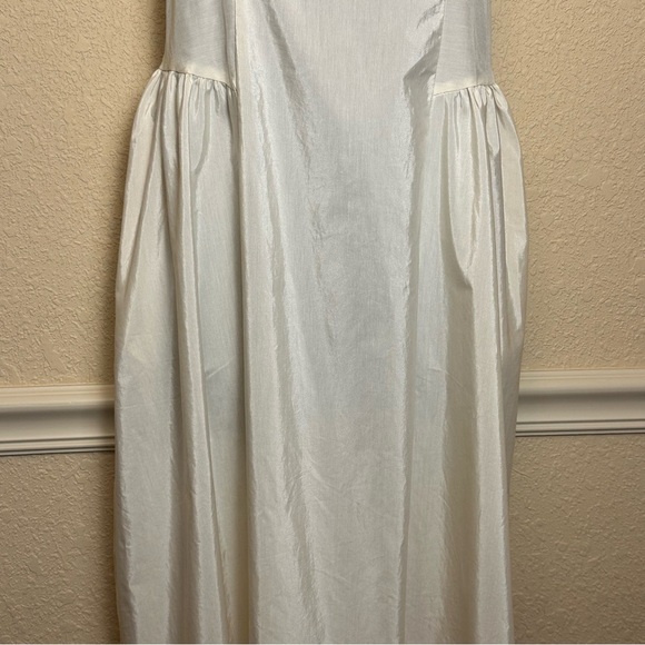 A New Day Creamy White Spaghetti Strap Adjustable Mid Dress Pockets & Bows NWT 4 - Picture 3 of 13